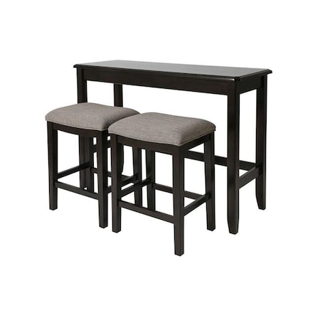 NewRidge Home Goods 4560-TRF Home Sofa Table With Two Stools; Espresso